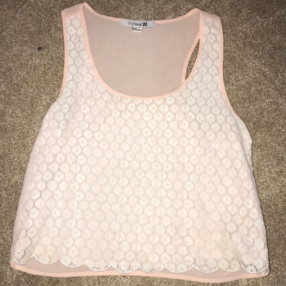Forever 21 light pink with white lace top